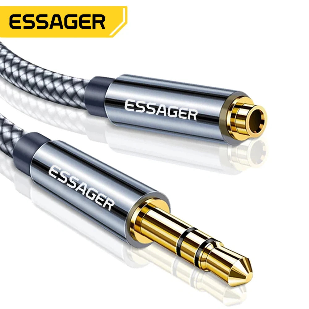 Essager Headphone Extension Cable Jack 3.5mm Audio Aux Cable 3.5 mm Female Splitter Speaker Extender Cord For Earphone Adapter