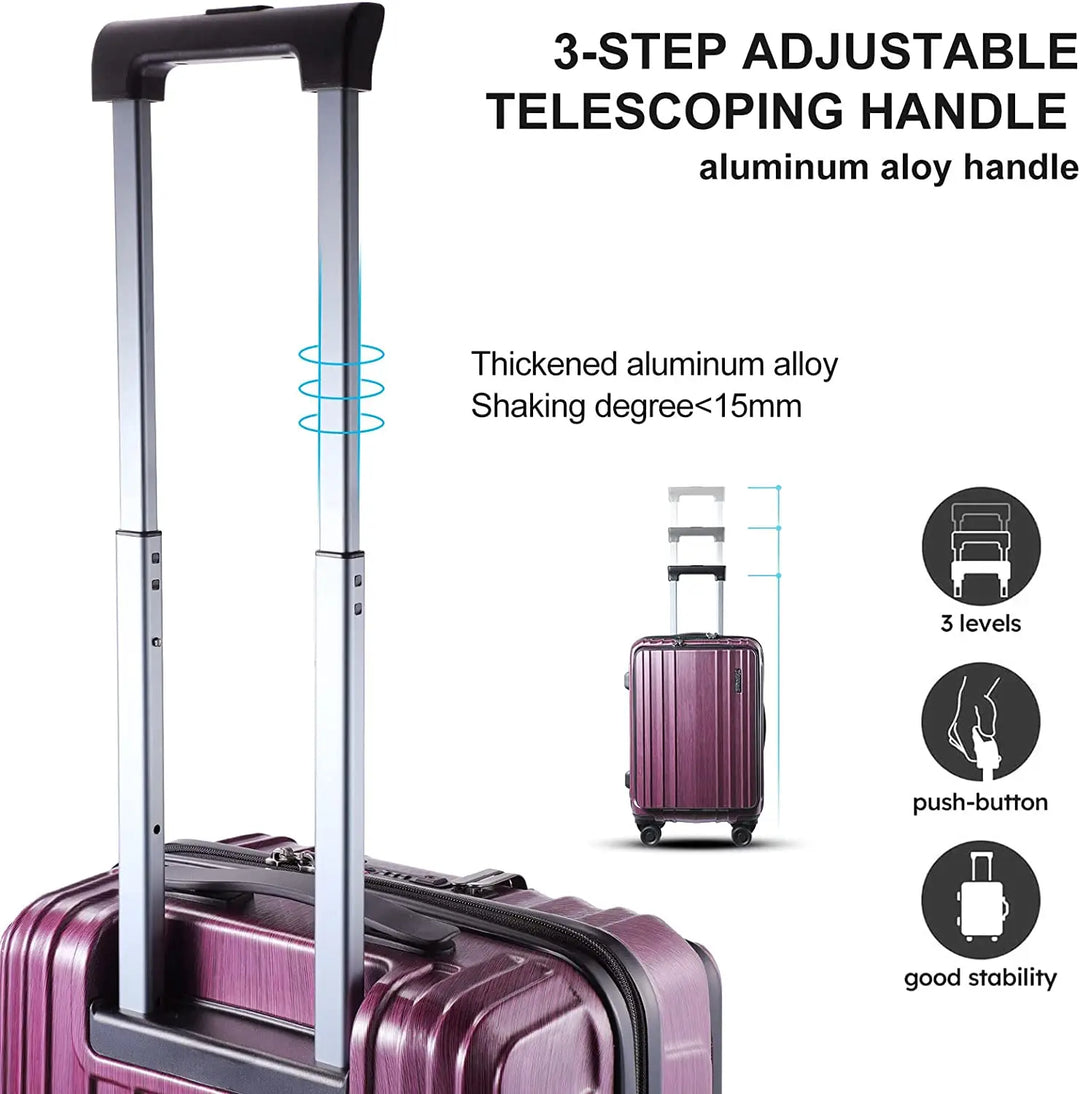 Carry On Cabin Luggage 20 Inch with Front Compartment & Expandable ABS+PC TSA Approved Lock YKK Zipper Spinner Silent Wheels