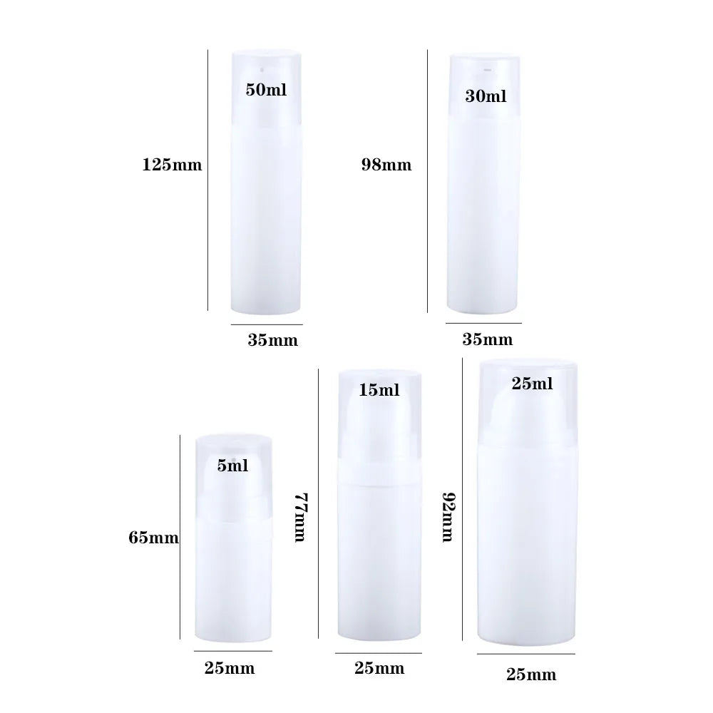 5ml 10ml 15ml 30ml 50ml White Plastic Lotion Vacuum Pump Bottle Mini Cream Sub-Bottle Liquid Portable Travel Cosmetic Container