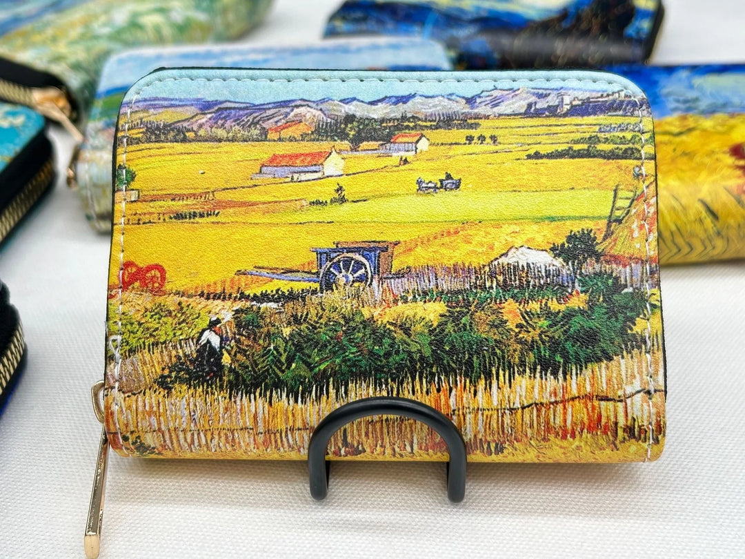 New PU Leather Printing Coin Card Zipper Wallet Fashion Van Gogh Paintings Men Women Credit Passport Card Bag Holder Souvenirs