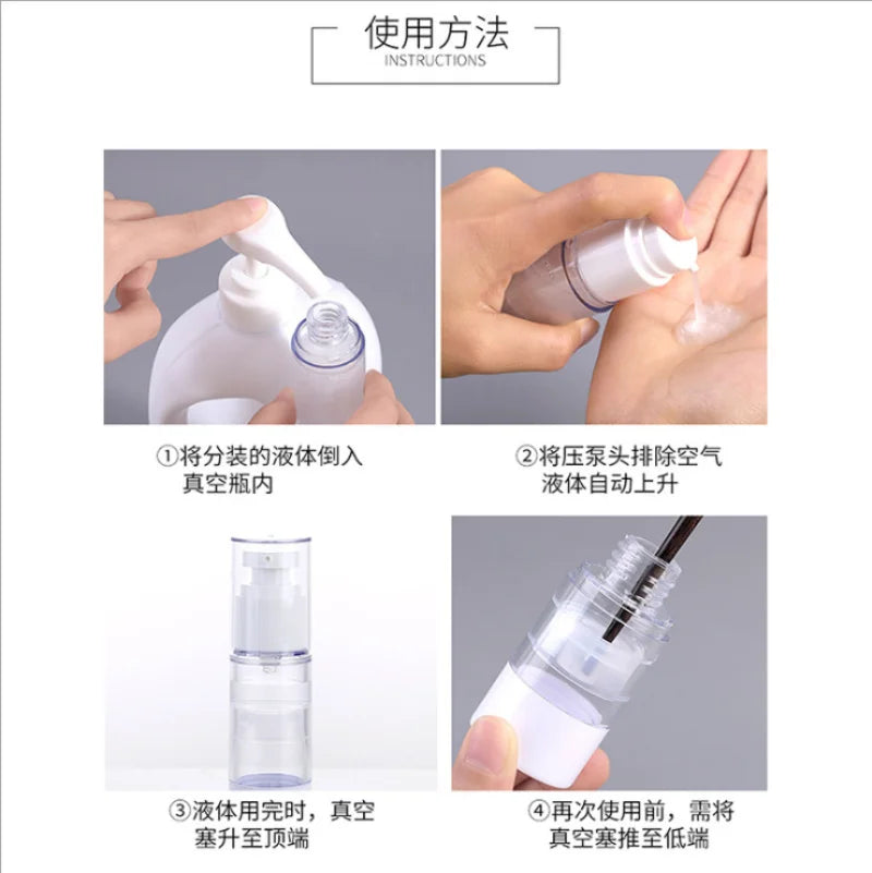 1pc Portablere Plastic Airless Vacuum Pump Toiletry Travel Bottles Makeup Cosmetics for Cream Gel Moisturizers Lotion Bottle