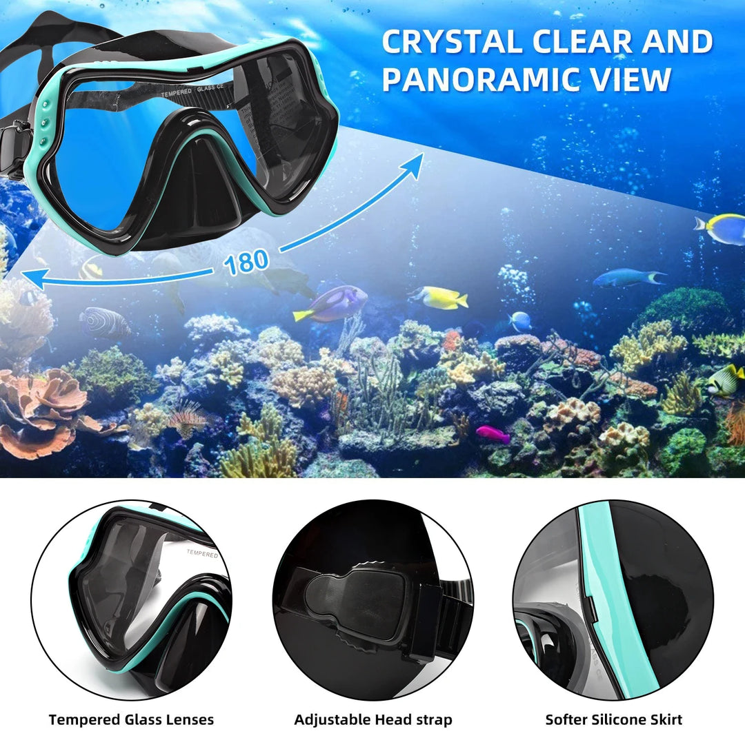 Professional Swimming Glasses Diving Snorkel Mask Set Waterproof Goggles Silicone Snorkeling Diving Tube Masks For Women Men