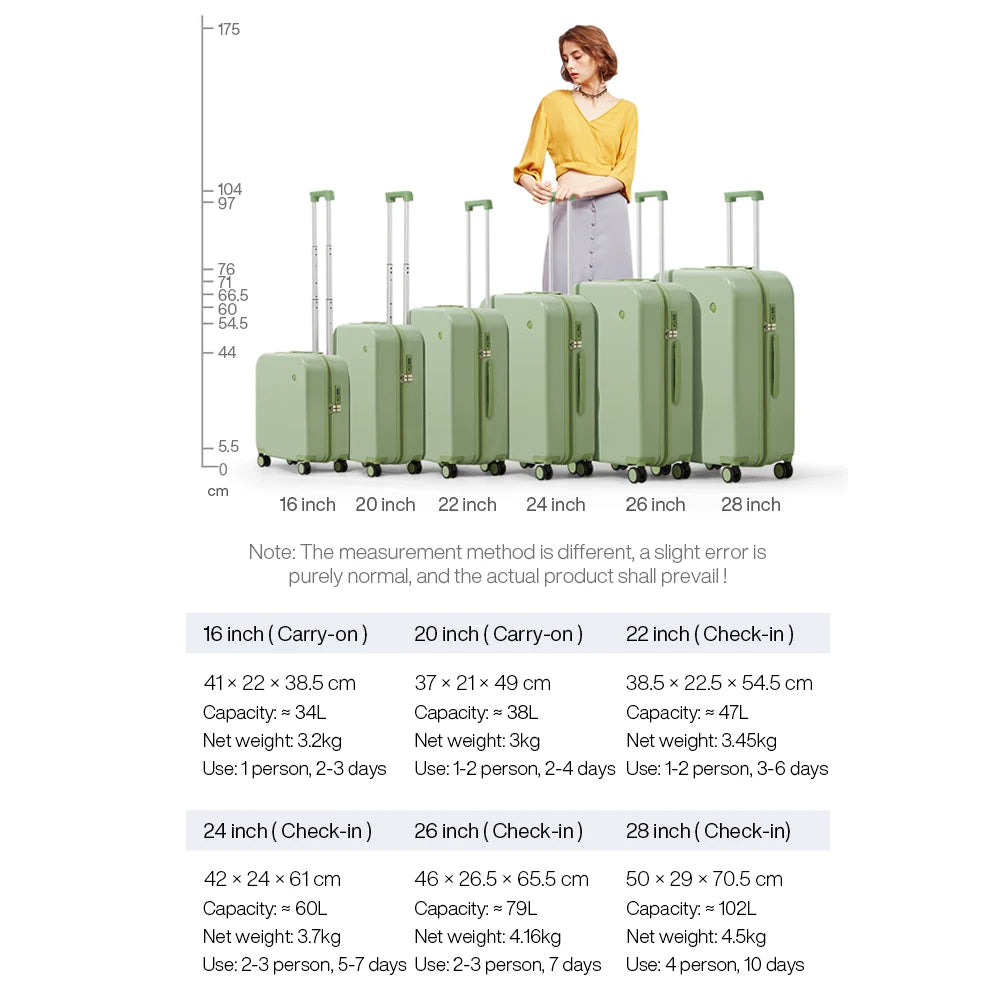 Mixi Women Luggage PC Suitcase Travel Trolley Case Men Mute Spinner Wheels Rolling Baggage TSA Lock Carry Ons M9236