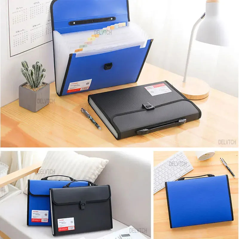 Portable 13 Pockets A4 Size Expanding Wallet File Folder Paper Document Storage Organ Bag Holder Office School Organizer Case