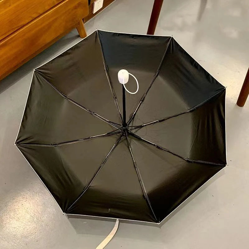 Automatic Umbrella Sun Umbrella Pudding Dog Folding Portable Three-fold Umbrella Rain Black Glue Bottom Layer Blocks UV Rays 137