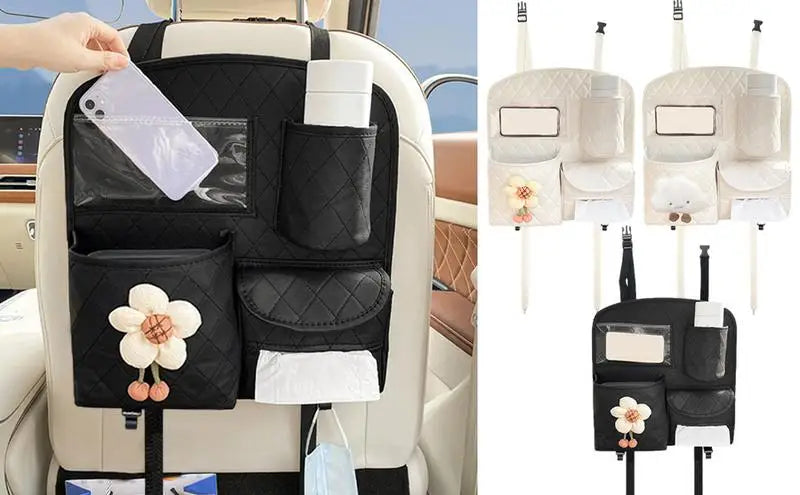 Car Rear Seat Organizer Multifunctional Car Backseat Organizer Cute Backseat Car Organizer Travel Accessories For Vehicle