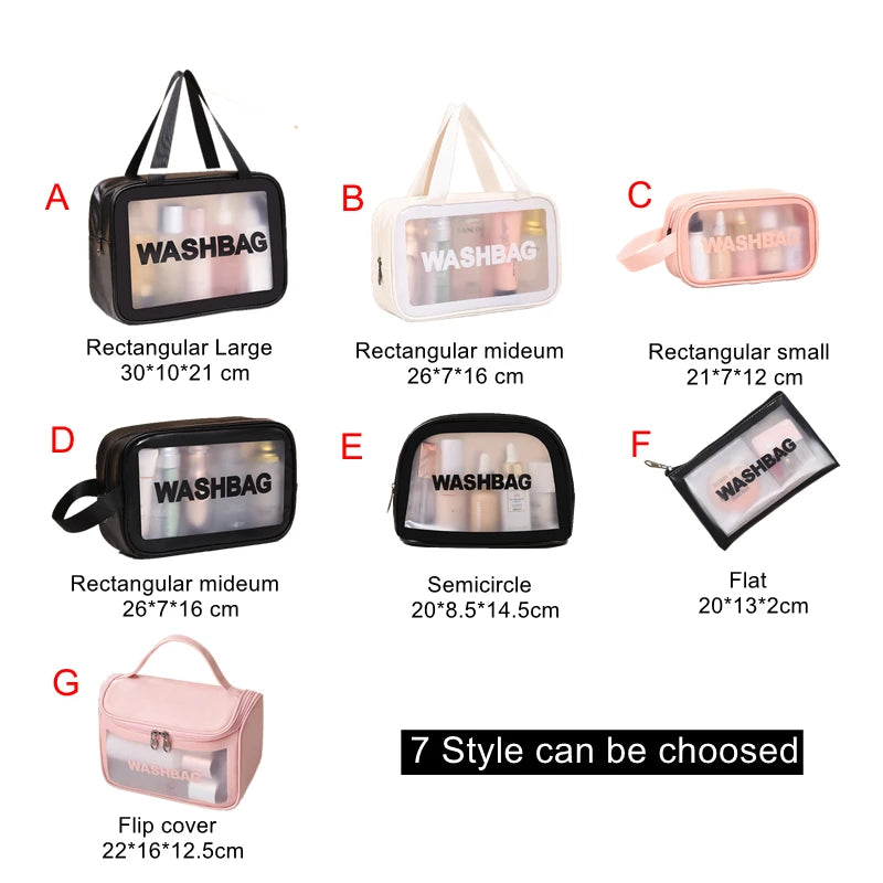 Portable Travel Wash Bag Female Transparent Waterproof Makeup Storage Pouch Large Capacity Cosmetic Organizer Beauty Women Case