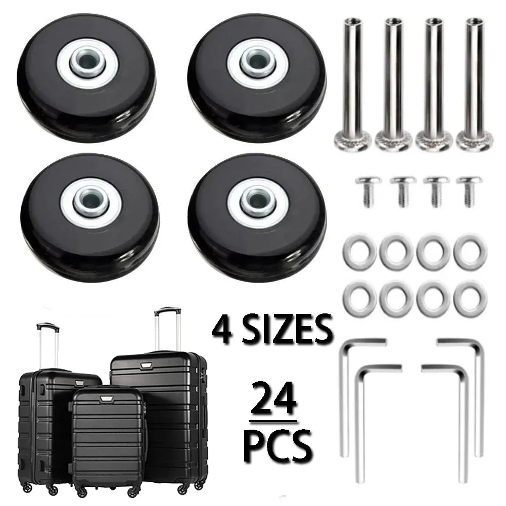 12/24Pcs/Set Suitcase Parts Axles Dia40mm/50mm/60mm Silent Travel Luggage Wheels Casters Repair Replacement Axles Repair Kit