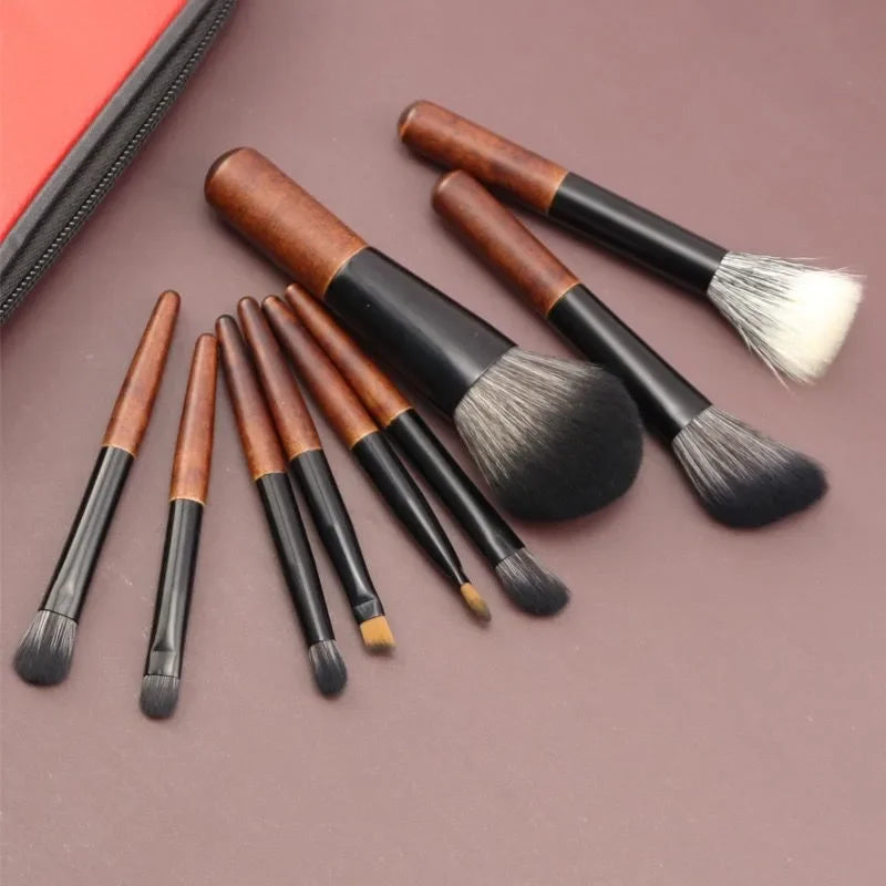 9pcs Mini Makeup Brushes Set Cosmetic Set Soft Hair Short Rod Female Make Up Tools Eye Shadow Concealer Travel Complete Kit