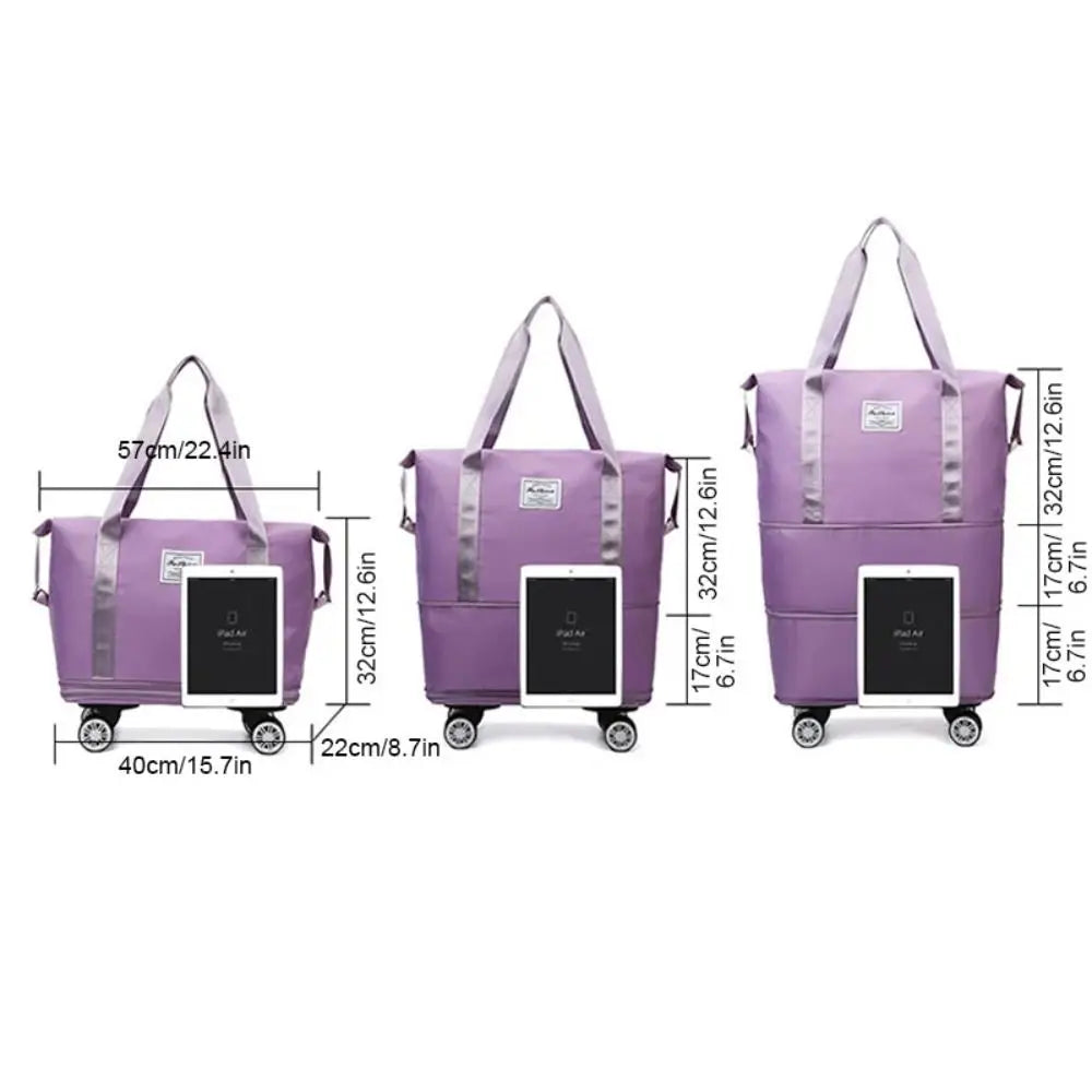 Rolling Duffle Pack New with Wheels Expandable Business Travel Bag Foldable Multiple Dry Wet Separation Pocket Handbag