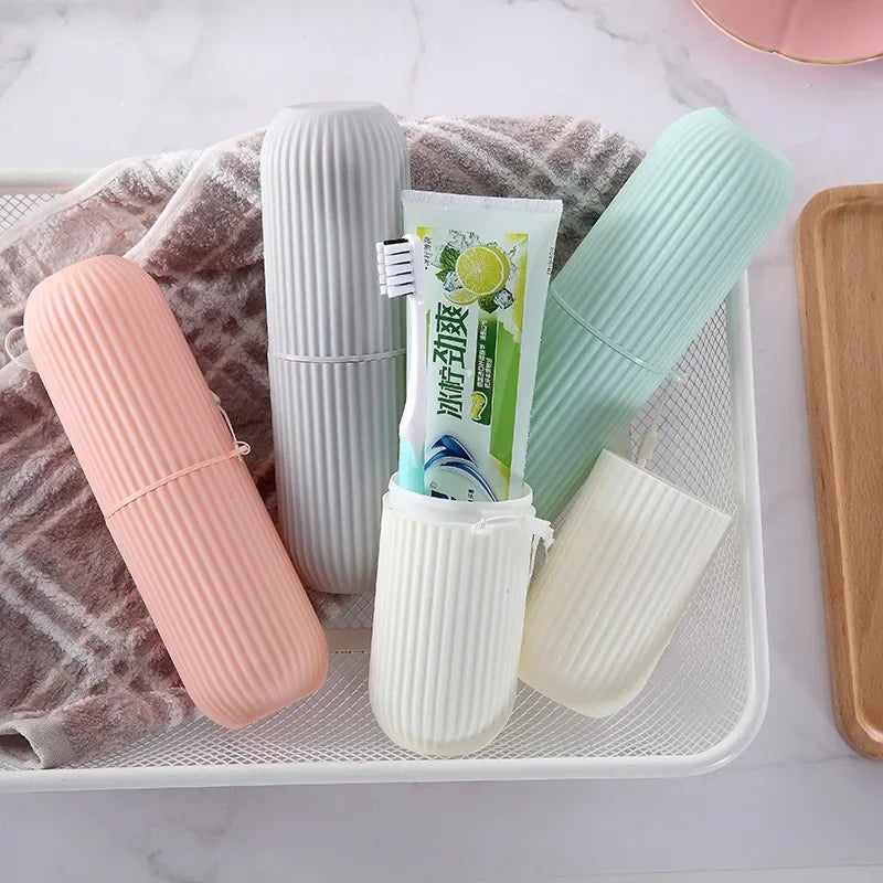 Toothbrush Cup with Cap Creative Toothpaste Holder Portable Storage Case Box Organizer Toiletries Storage Cup Travel Gadgets