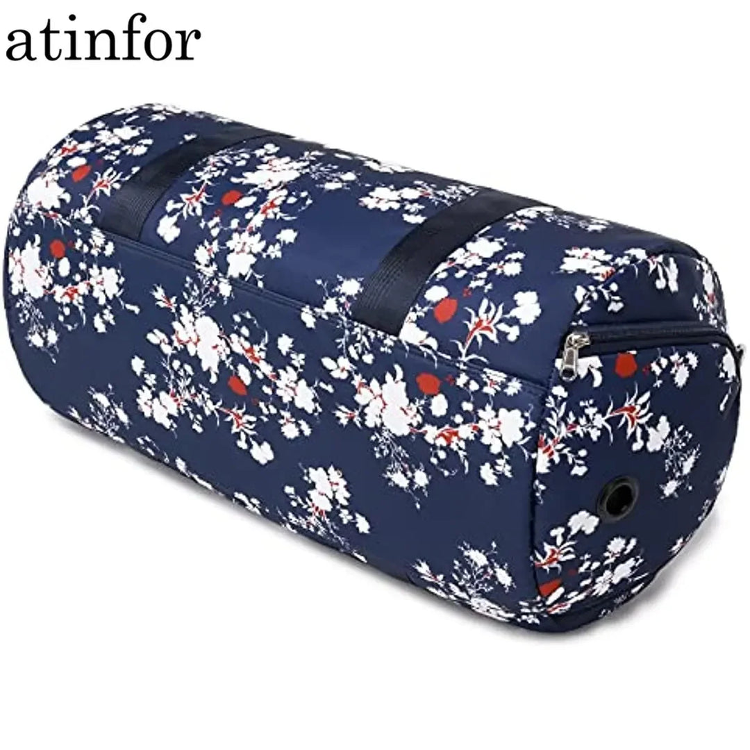 atinfor Printing Traveling Bag Women Workout Duffel Bag Fitness Bag with Wet Pocket and Shoe Compartment Plum Blossom Flower