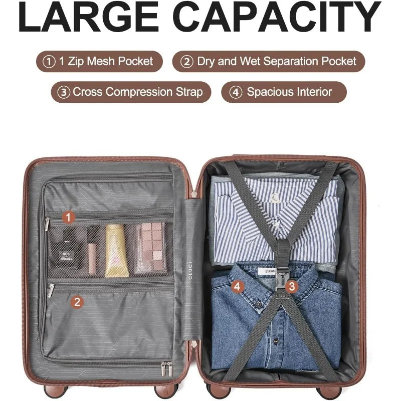 Carry on Luggage Airline Approved, 20-Inch PC Hardside Suitcase TSA Lock with Spinner Wheels