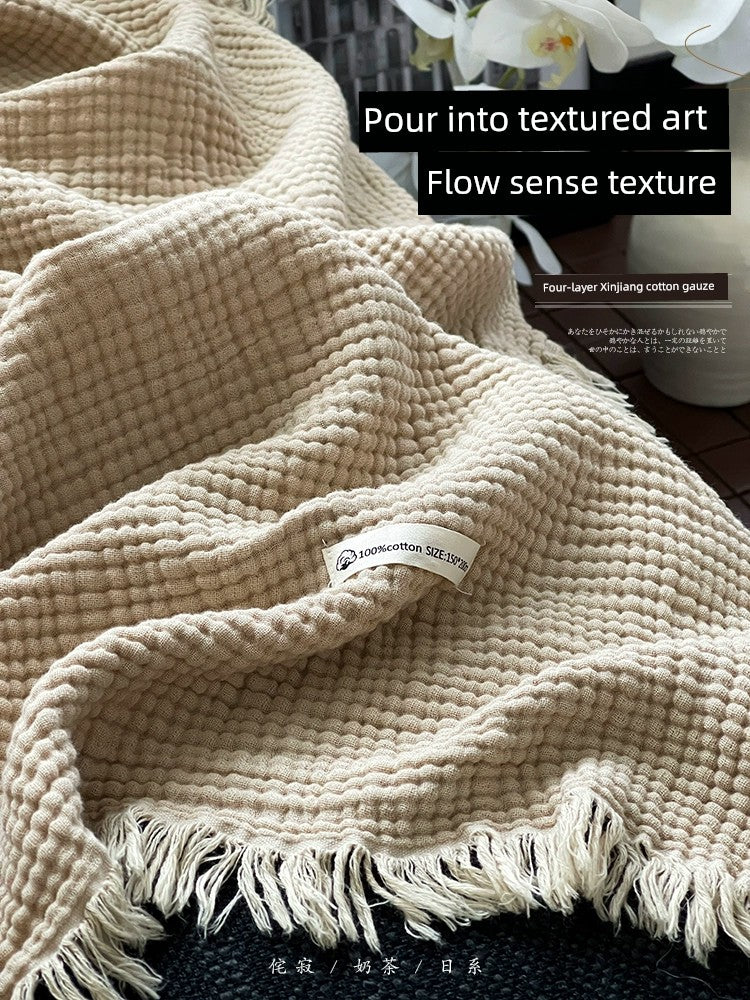 Cotton Knitting Fancy Decorative Retro Living Room Blanket