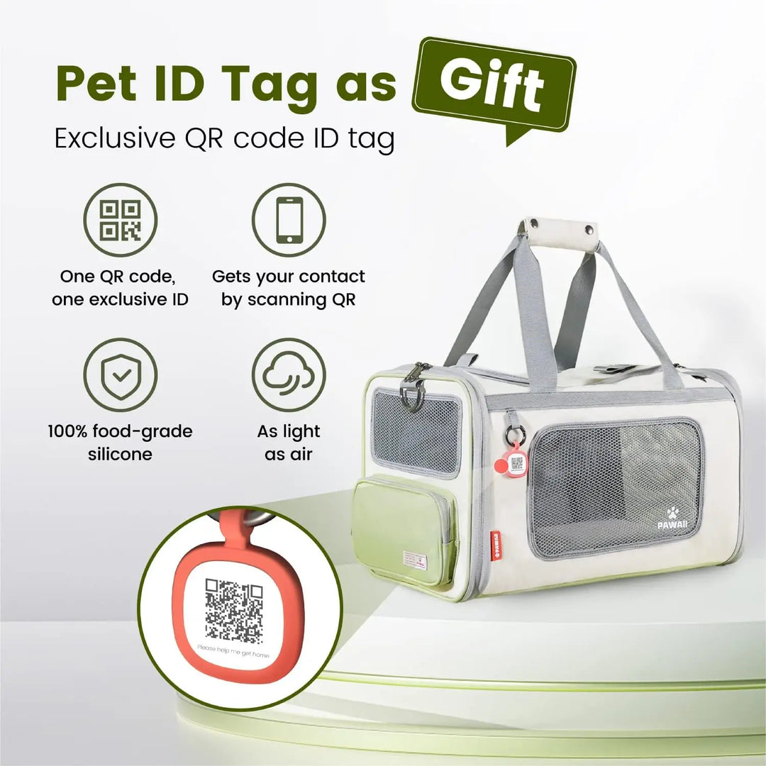 Pawaii Cat Carrier with ID Tag, TSA Airline Approved Cat Carrier, Soft Sided Collapsible Pet Travel Carrier, Foldable Cat Travel