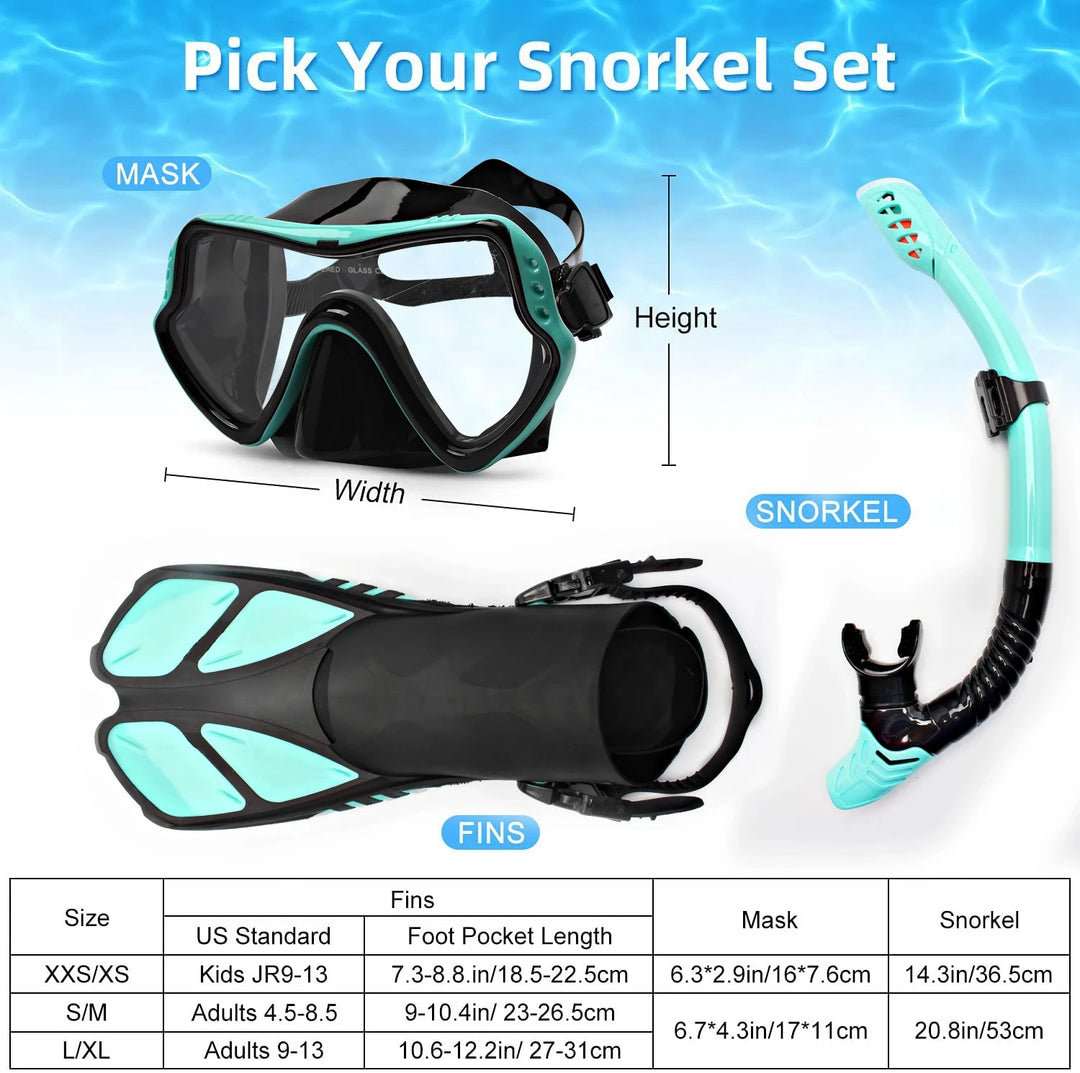 Swimming Flippers Snorkel Diving Mask Set Professional Diving Fins Underwater Mask with Tube Diver Glasses Scuba equipment Adult