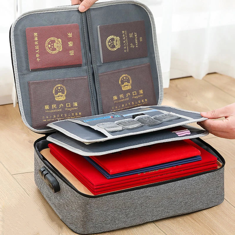 Men's Document Storage Bag Briefcase Tote Bag Credentials Credit Card Wallet Organizer Travel Ticket Package Accessories Supplie