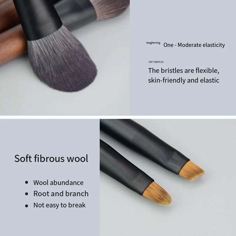 Portable 12 Piece Mini Wool Cosmetic Brush Set Short Shot Eye Shadow Brush Concealer Travel Package pinceaux de