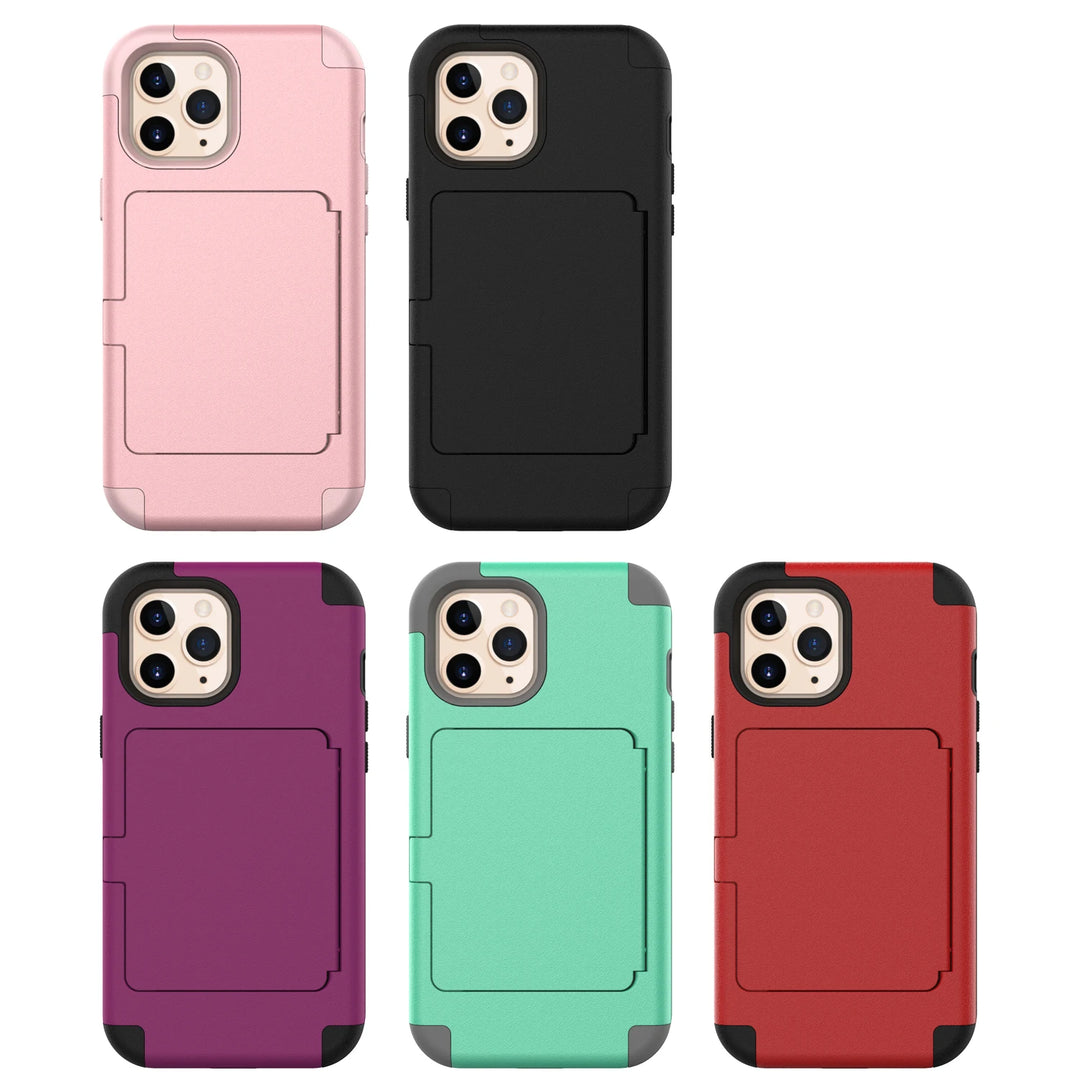 Shockproof 3in1 Hybrid Heavy Duty Kickstand Mirror Case For iPhone 15 Pro Max 14 12 11 13, Hidden Card Holder Phone Cover