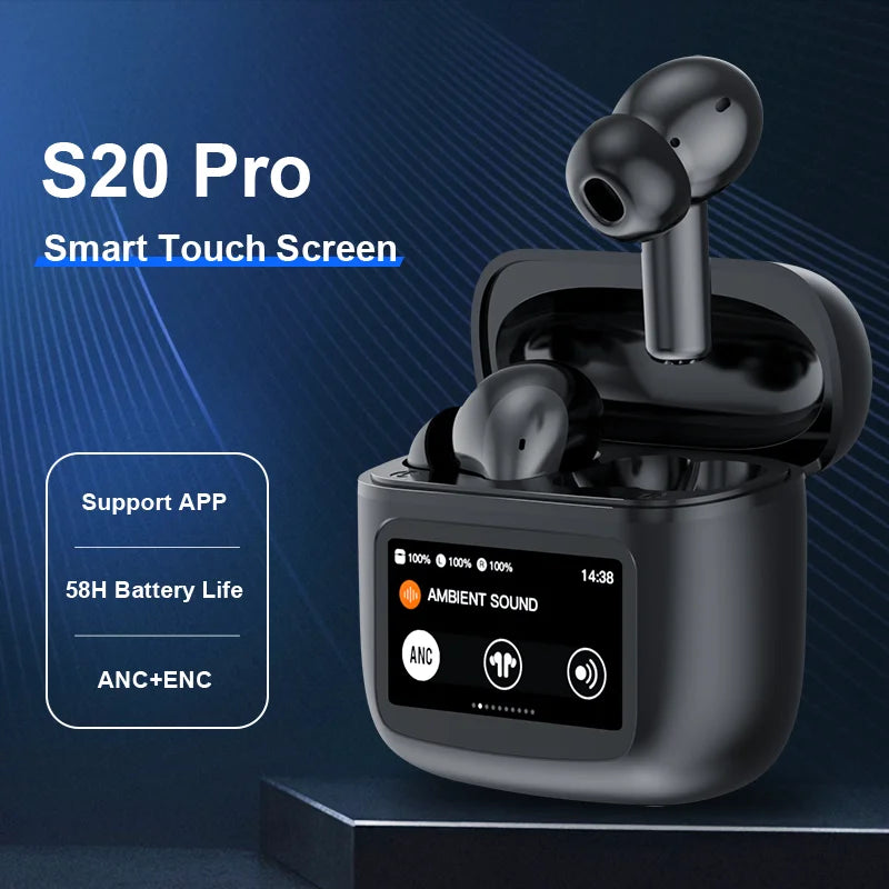 Beatfade S20 Pro Touch Screen ANC Wireless Earphones TWS Noise Cancelling Earbud Bluetoth 5.3 Support APP Long Battery life HiFi