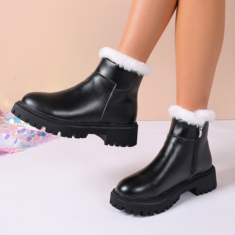 Insulated Cotton-padded Shoes Martin Boots Plus Size Thick Bottom Chunky Heel Bootie